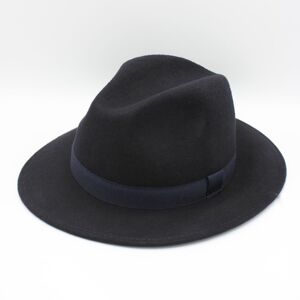 Chapeau Fedora en laine classique avec ruban Marine