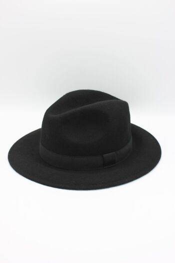 Chapeau Fedora en laine classique avec ruban Noir 2