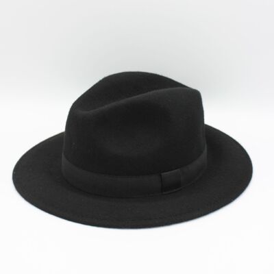 Sombrero Fedora Clásico de Lana con Cinta Negro