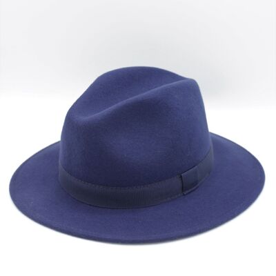 Classic Wool Fedora Hat with Royal Ribbon