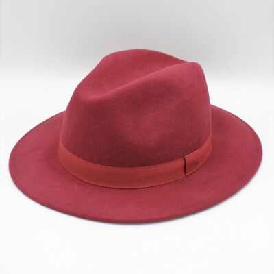 Classic Wool Fedora Hat with Rubino Ribbon