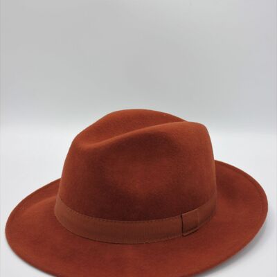 Classic Wool Fedora Hat with Ruggine Ribbon