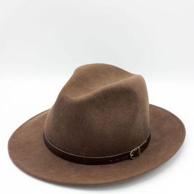 Sombrero Fedora Clásico de Lana con Cinturón - Castor