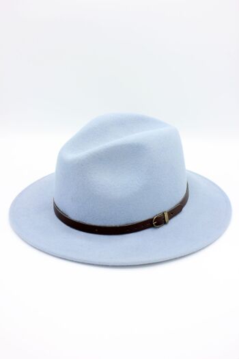 Chapeau Fedora en laine classique avec ceinture - Celeste 6