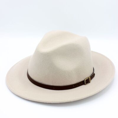 Classic Wool Fedora Hat with Belt - Giaccio