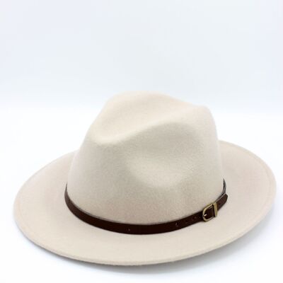 Sombrero Fedora Clásico de Lana con Cinturón - Giaccio