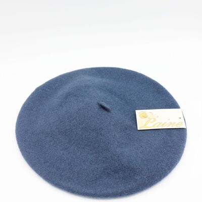 Classic beret in pure wool - Denim Blue
