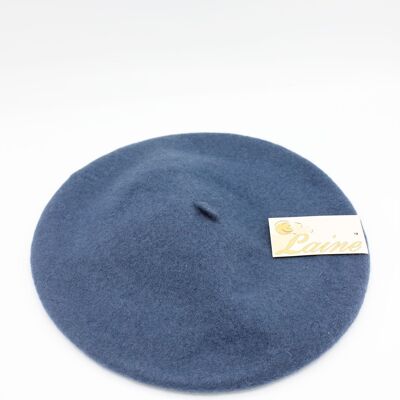 Béret classique en pure Laine - Bleu Denim