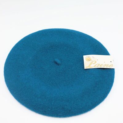 Classic beret in pure wool - Ocean Blue