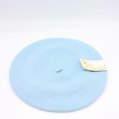 Classic beret in pure wool - Sky Blue