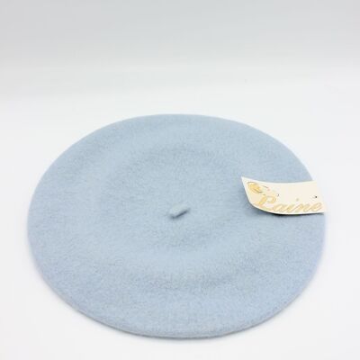 Klassische Baskenmütze aus reiner Wolle - Blau W-10