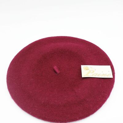 Klassische Baskenmütze aus reiner Wolle - Bordeaux D.RED