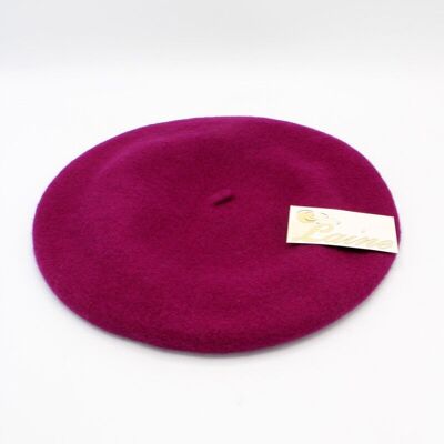 Classic beret in pure wool - Fuchsia FS366