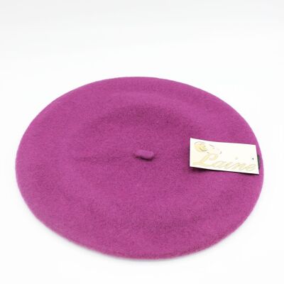 Classic beret in pure wool - Fuchsia