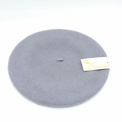 Klassische Baskenmütze aus reiner Wolle - Grau FS333