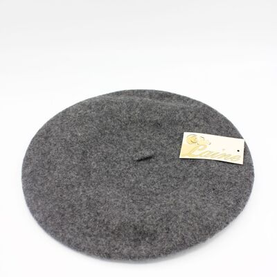 Klassische Baskenmütze aus reiner Wolle - Grau NA1410