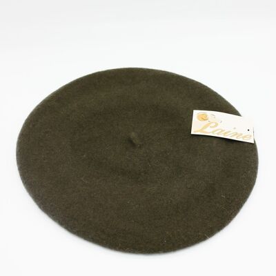 Classic beret in pure wool - Khaki D