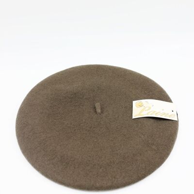 Klassische Baskenmütze aus reiner Wolle - Khaki FS328