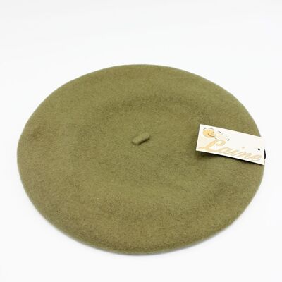 Classic beret in pure wool - Khaki FS344