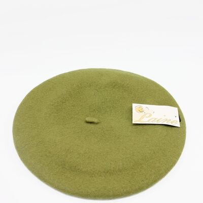 Classic beret in pure wool - Khaki FS347