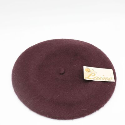 Classic beret in pure wool - Brown M-Brown
