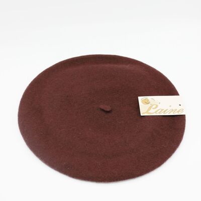 Classic beret in pure wool - Brown NA410
