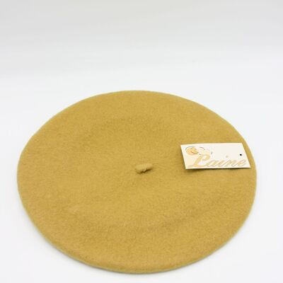 Classic beret in pure wool - Mustard FS348