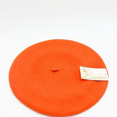 Classic beret in pure wool - Orange FS306