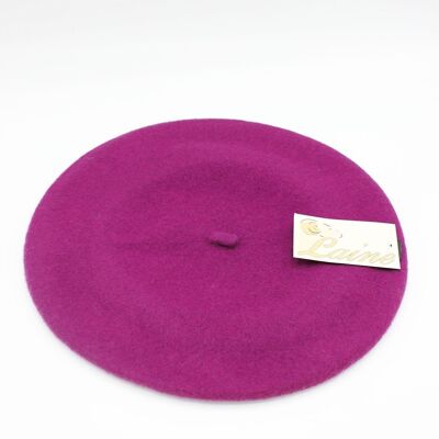 Klassische Baskenmütze aus reiner Wolle - Rosa