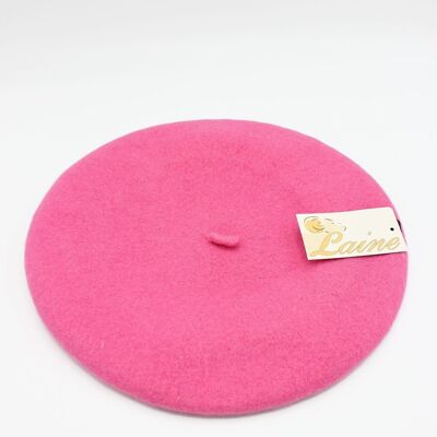 Klassische Baskenmütze aus reiner Wolle - Pink FS311