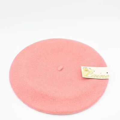 Classic beret in pure wool - Rose Old