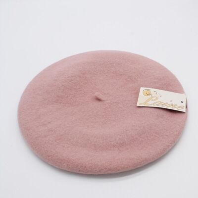 Classic beret in pure wool - Pink W-16