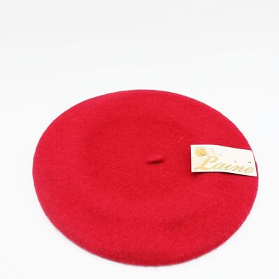 Classic beret in pure wool - Red NA303