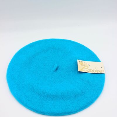 Classic beret in pure wool - Turquoise