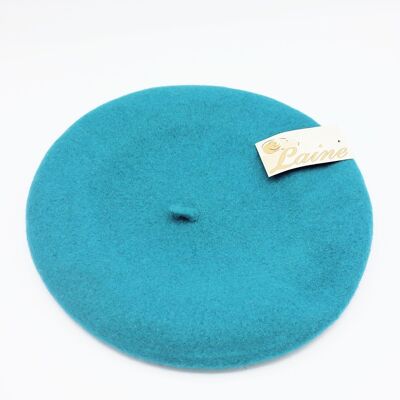 Classic beret in pure wool - Turquoise FS338