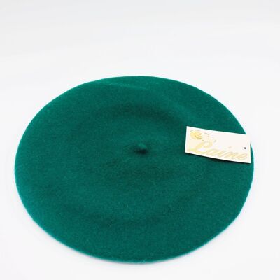 Classic beret in pure wool - Dark Green