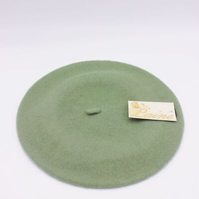 Classic beret in pure wool - Green W-4