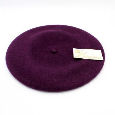 Klassische Baskenmütze aus reiner Wolle - Lila FS365