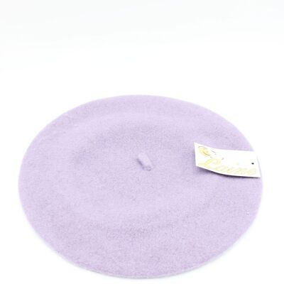 Classic beret in pure wool - Purple W-14