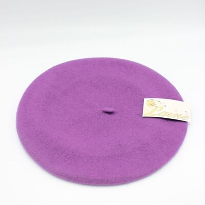 Classic beret in pure wool - Purple W-21