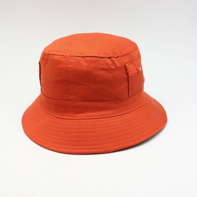 Classic plain cotton bob with zipper - Orange