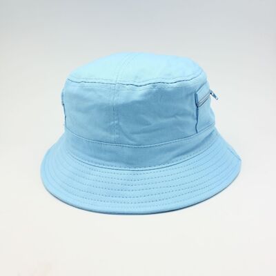 Classic plain cotton bob with zipper - Sky blue