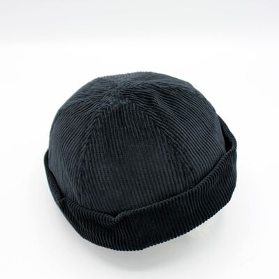 Portuguese Breton Miki Docker cap in cotton velvet - Black