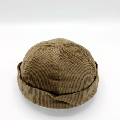Portugiesische bretonische Miki Docker Mütze aus Baumwollsamt - Hellbraun