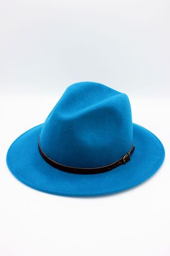 Chapeau Fedora en laine classique avec ceinture - Petrol 2