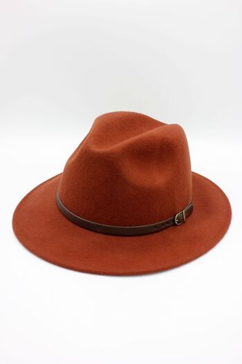 Chapeau Fedora en laine classique avec ceinture - Ruggine 3