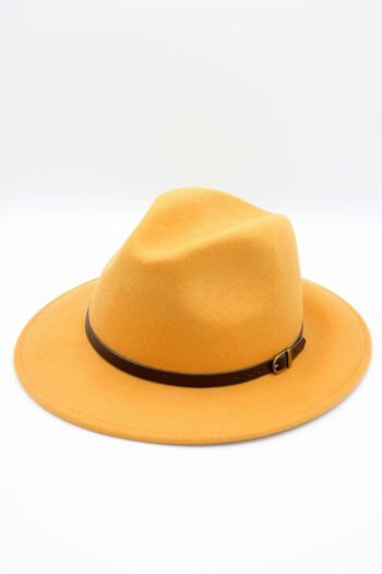 Chapeau Fedora en laine classique avec ceinture - Senape 2