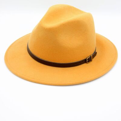 Sombrero Fedora Clásico de Lana con Cinturón - Senape