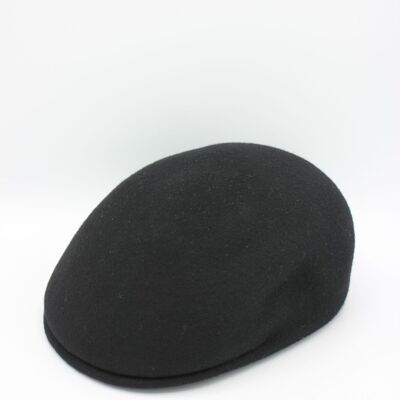 Classic Italian rounded cap in wool - Black