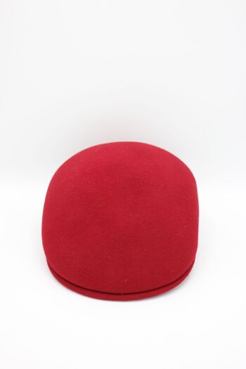 Casquette bombée Italien classique uni en laine - Rouge 3